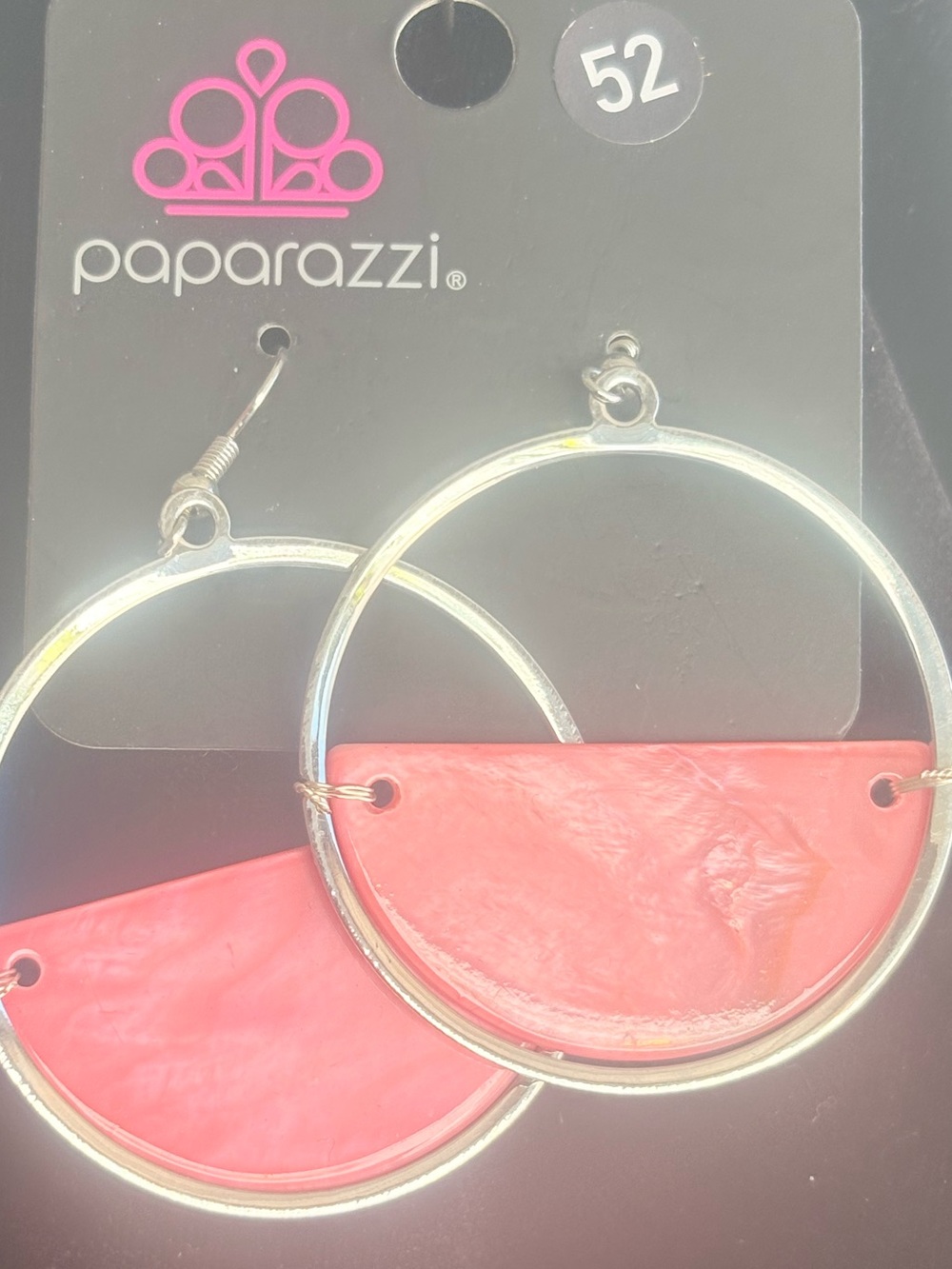 paparazzi Coral Pink Half-Moon Hoop Earrings-B
